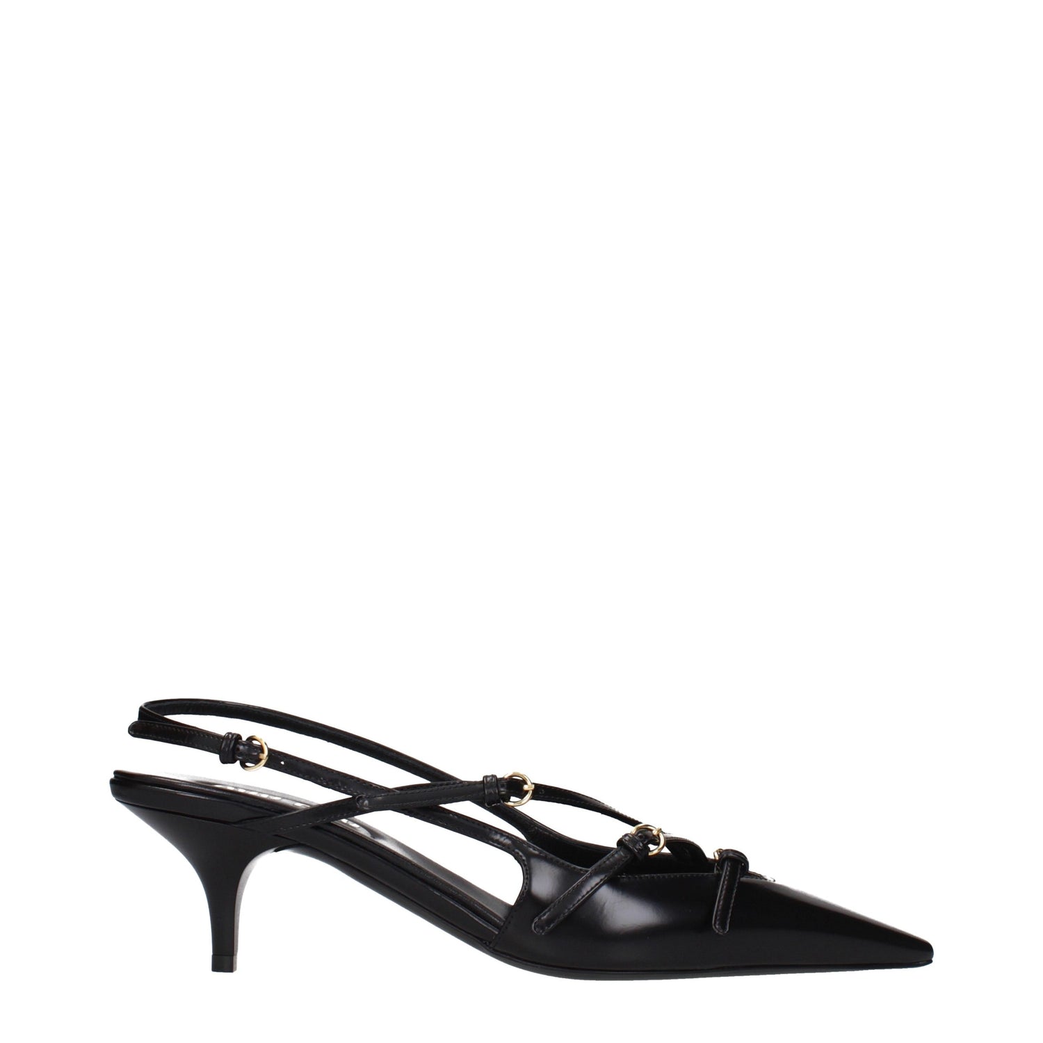 Black Leather High Heel Pumps