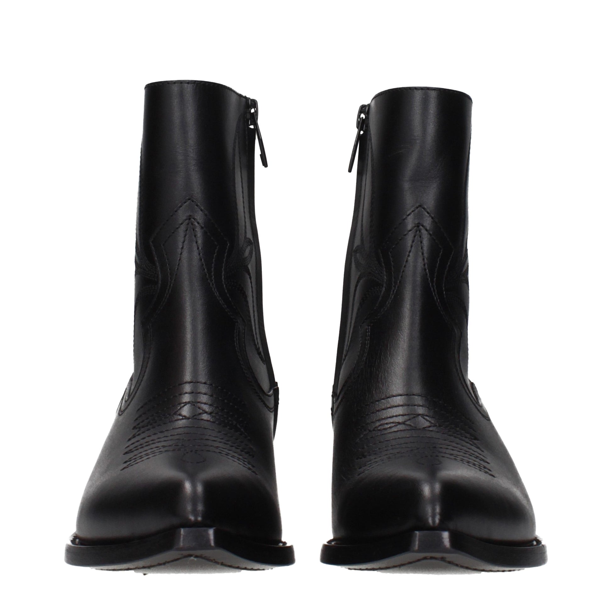 Black Leather Ankle Boots