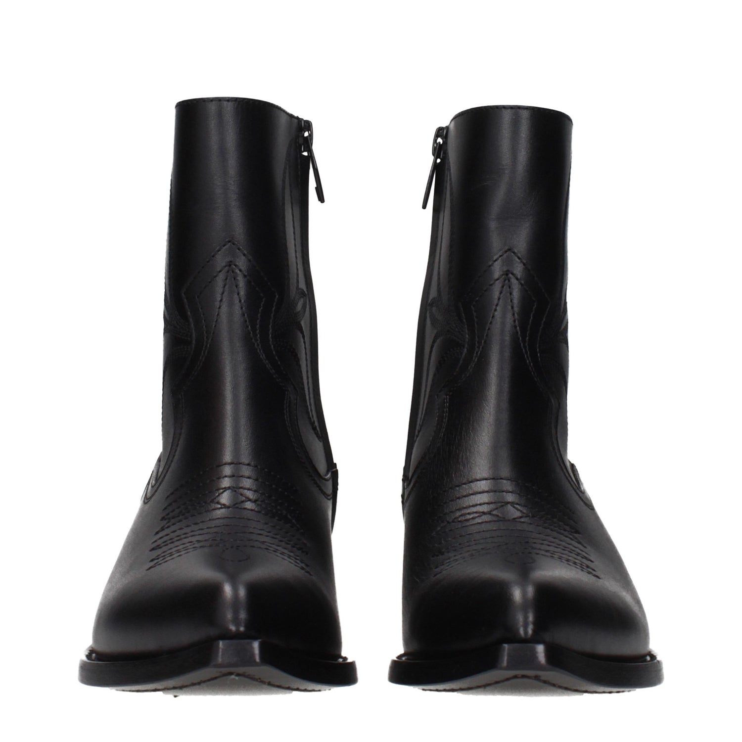 Black Leather Ankle Boots