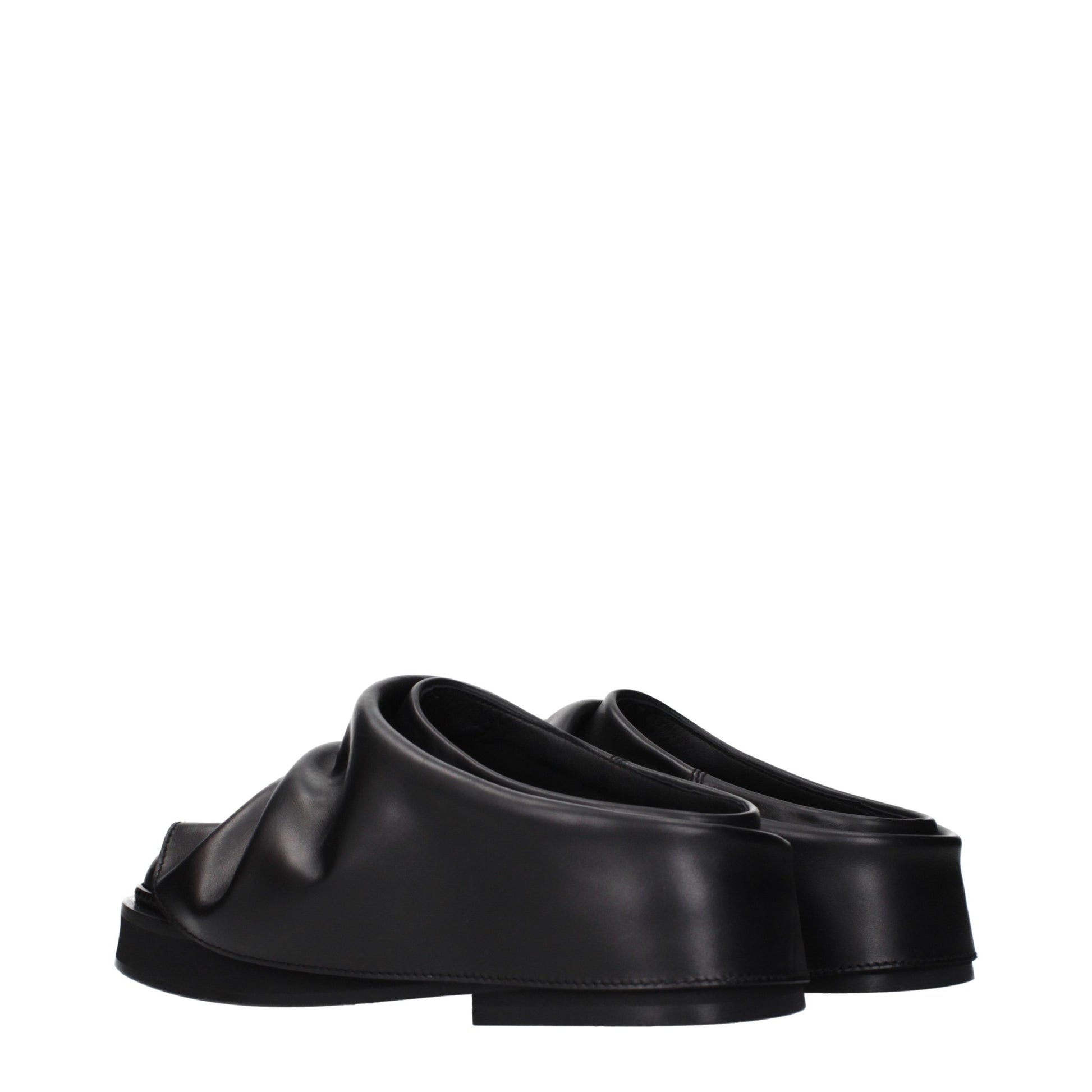 Black Leather Slippers