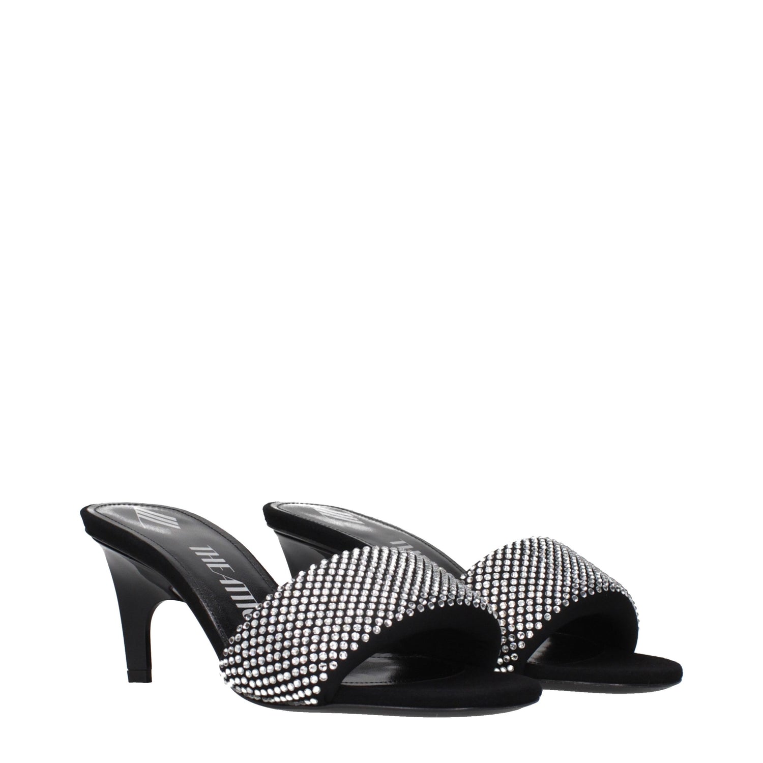 Black Fabric Stiletto Heel Sandals