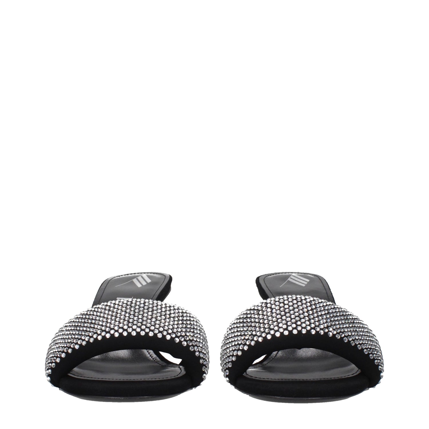 Black Fabric Stiletto Heel Sandals