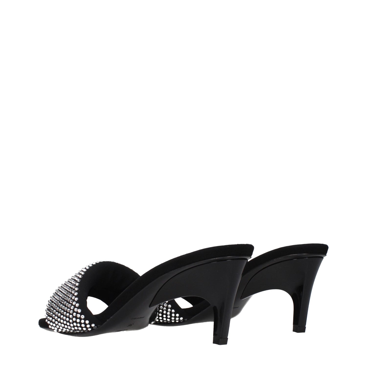 Black Fabric Stiletto Heel Sandals