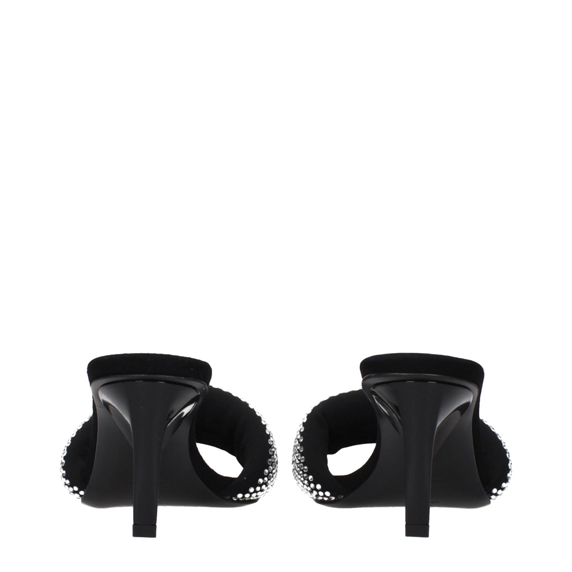 Black Fabric Stiletto Heel Sandals