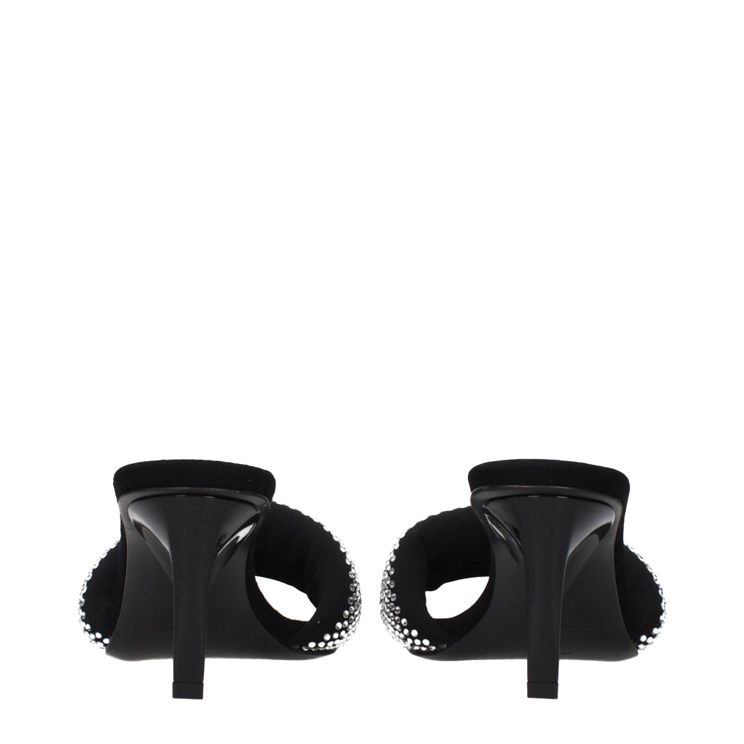 Black Fabric Stiletto Heel Sandals