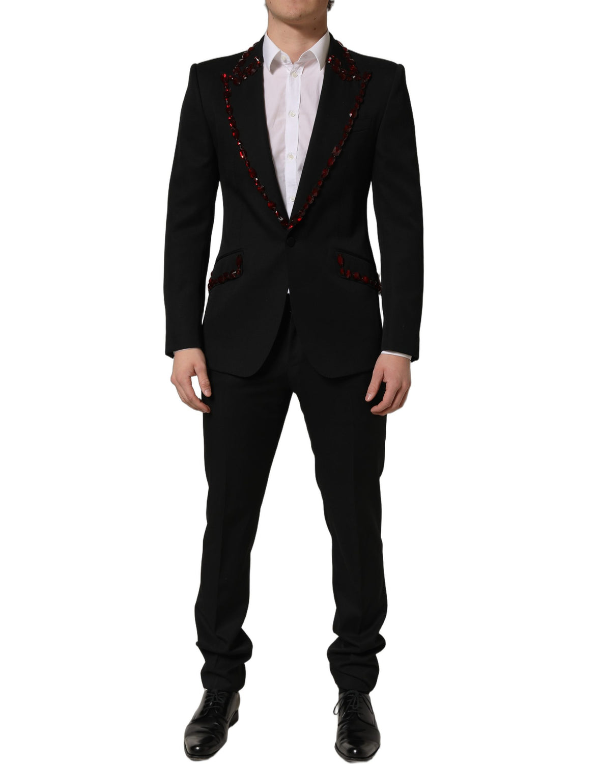 Black Wool Crystal Embellished 2 Piece Suit