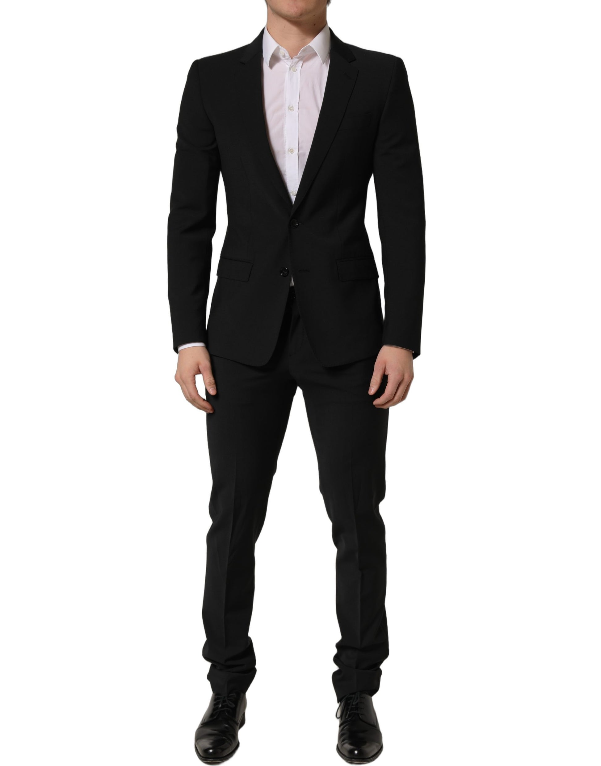 Black Wool Slim Fit Formal 2 Piece Men Suit