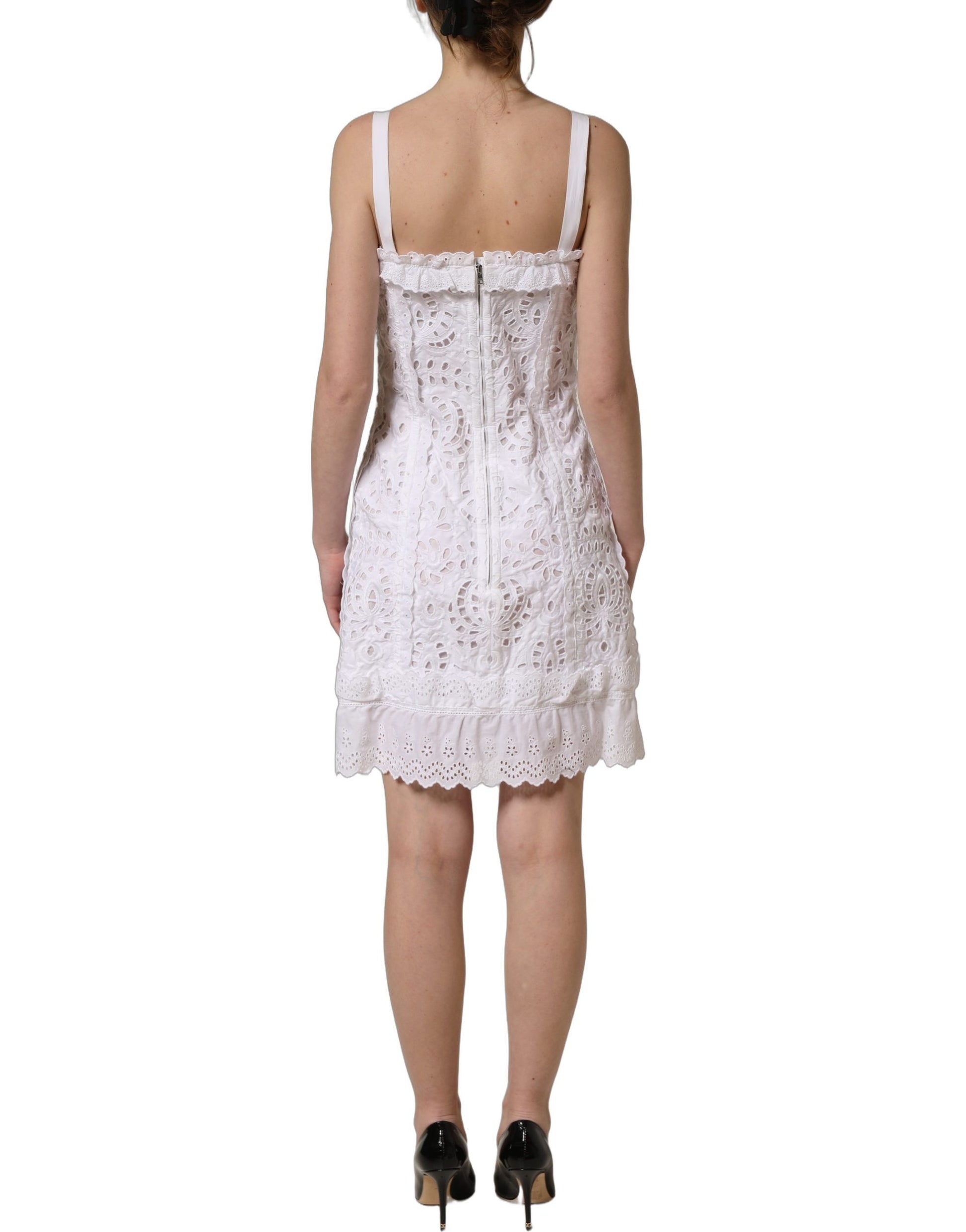 White Broderie Anglaise Cotton Mini Dress