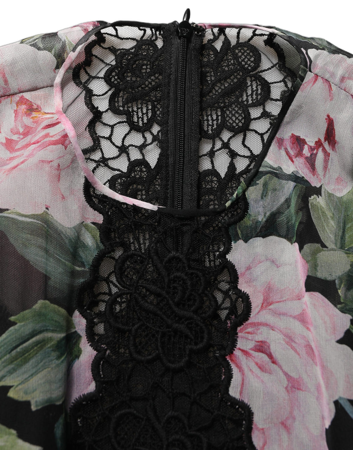 Black Floral Print Cotton Lace Maxi Dress