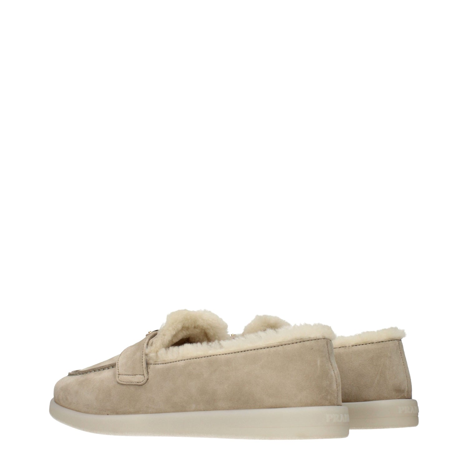 Beige Leather Slip-On Loafers