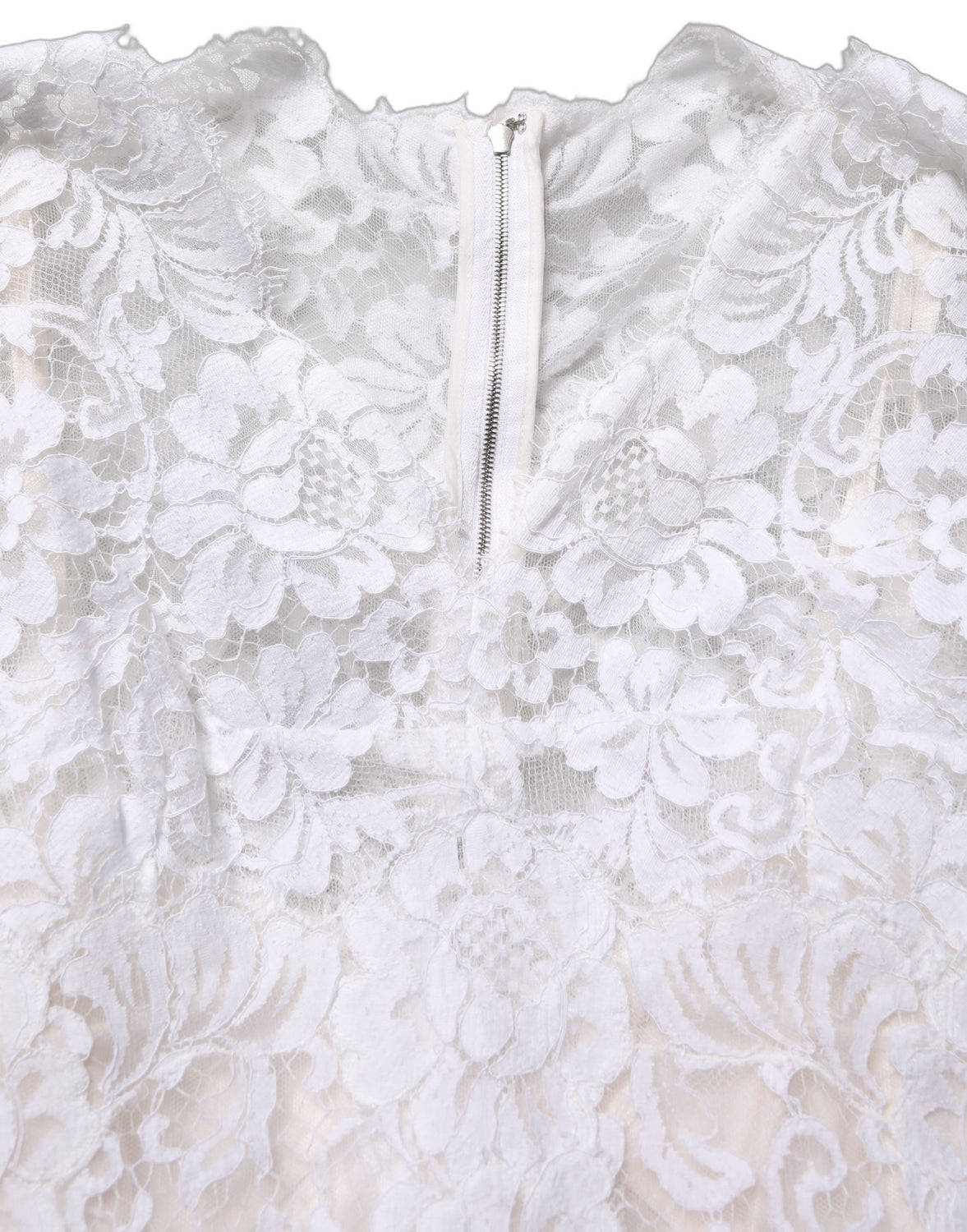 White Cotton Floral Lace Long Gown Dress