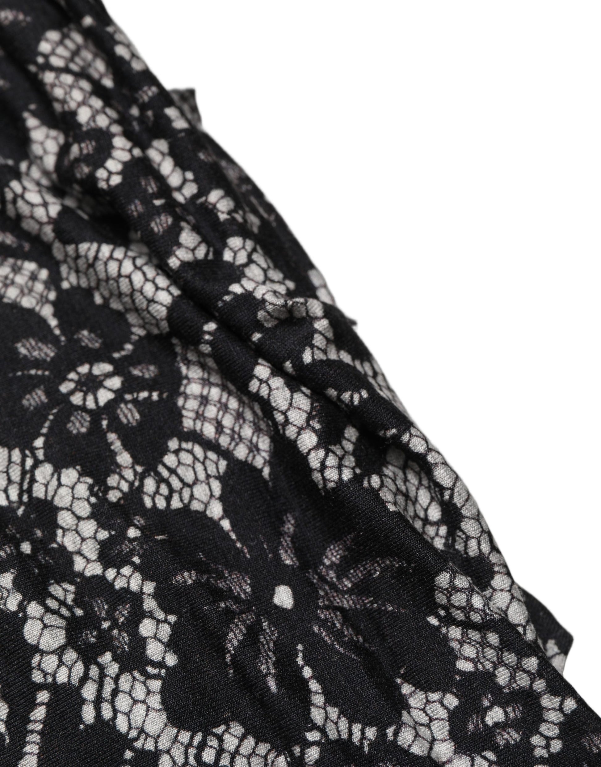 Black White Floral Lace Sleeveless Midi Dress