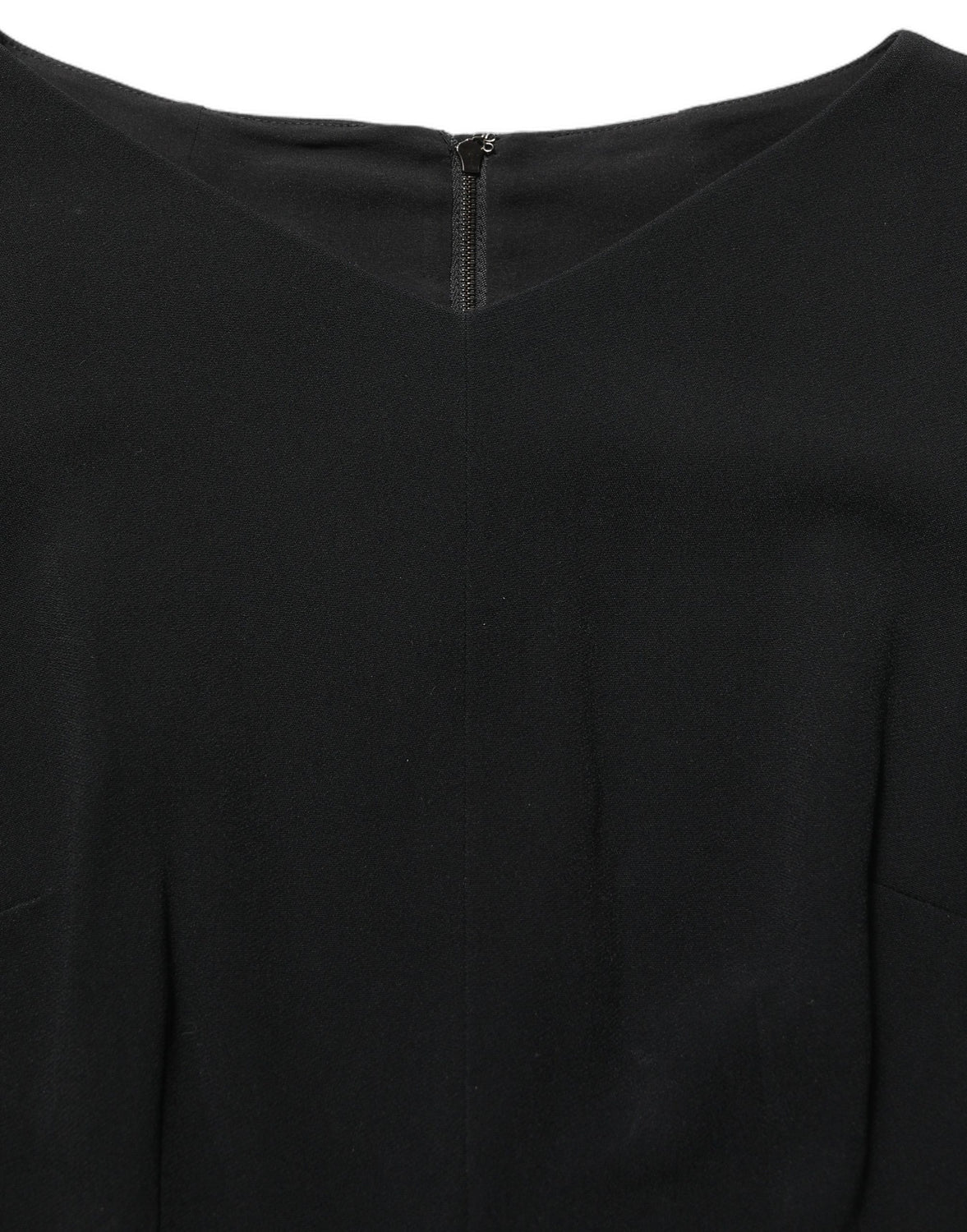 Black Viscose Short Sleeve A-line Midi Dress