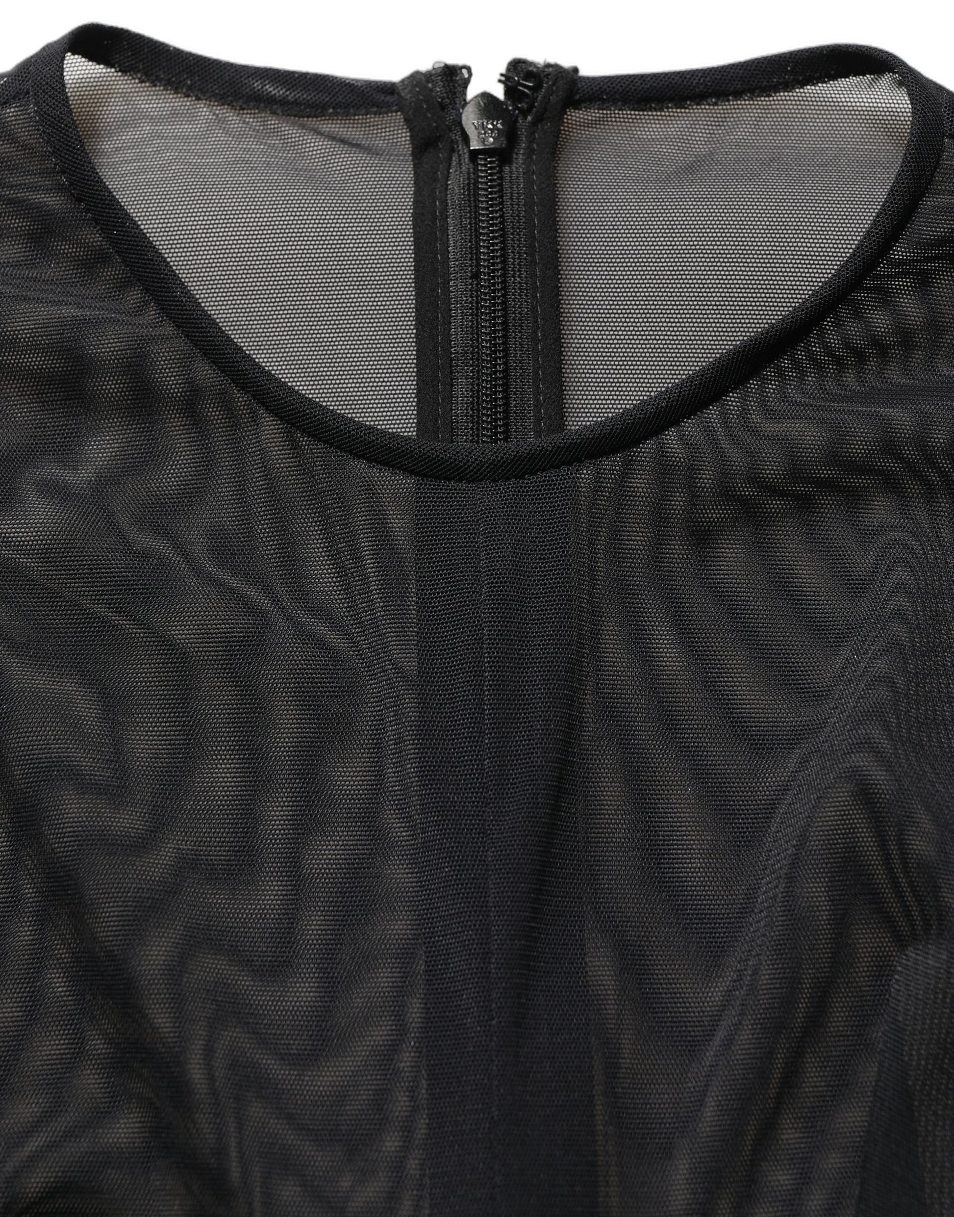 Black Long Sleeve Sheer Fitted Maxi Dress