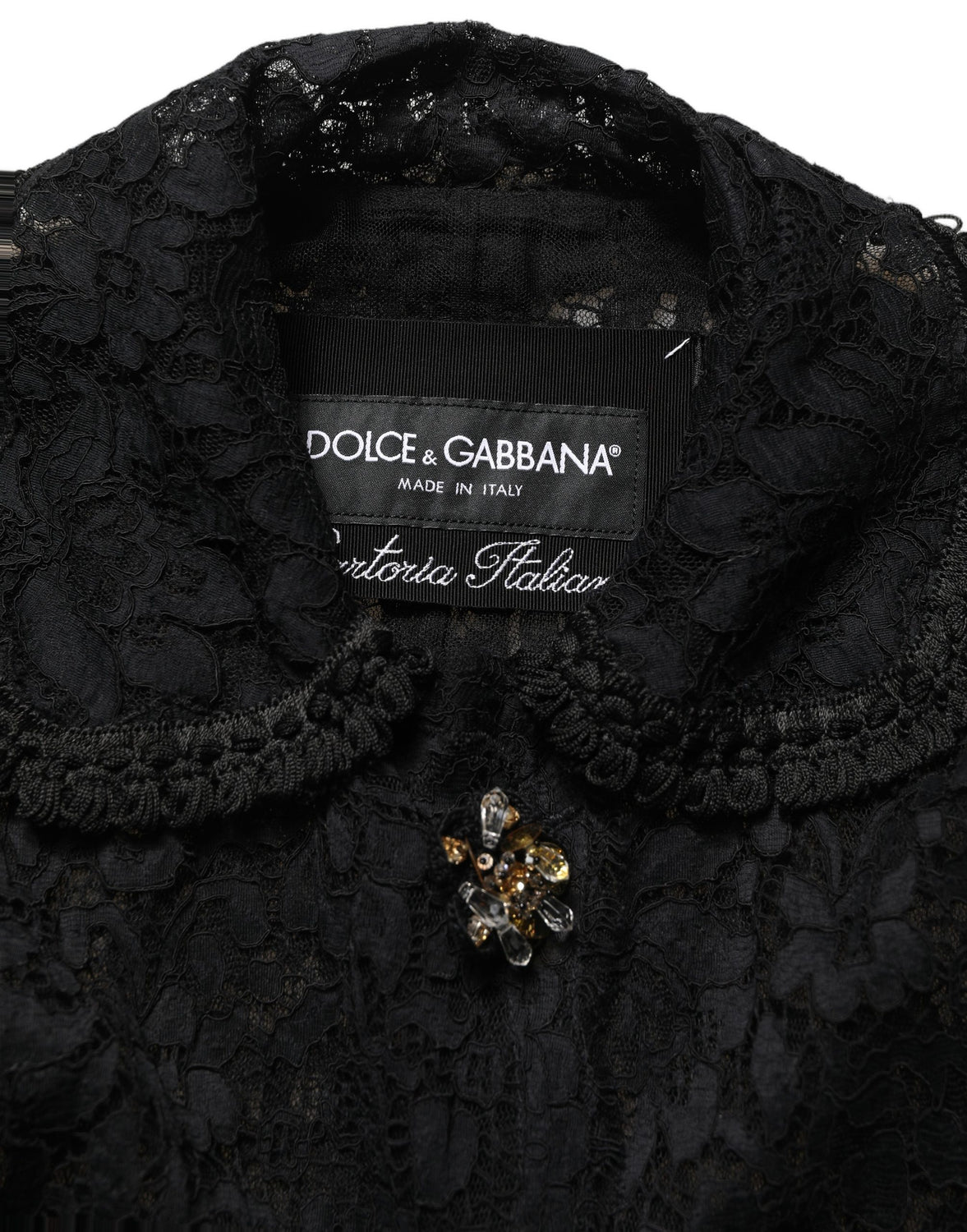 Black Embellished Guipure Lace Coat Jacket