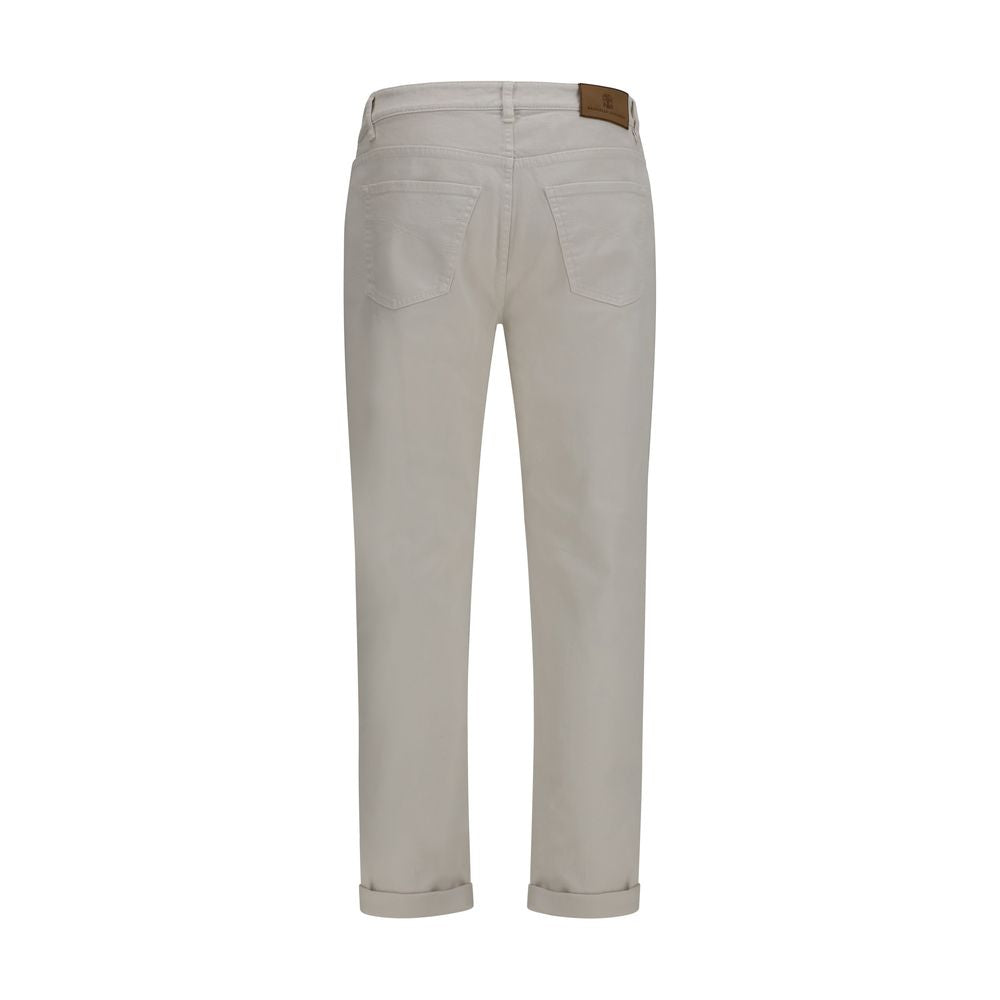 White Cotton Cropped Jeans