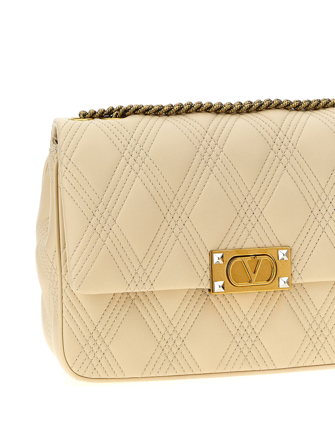White Lamb Leather Shoulder Bag