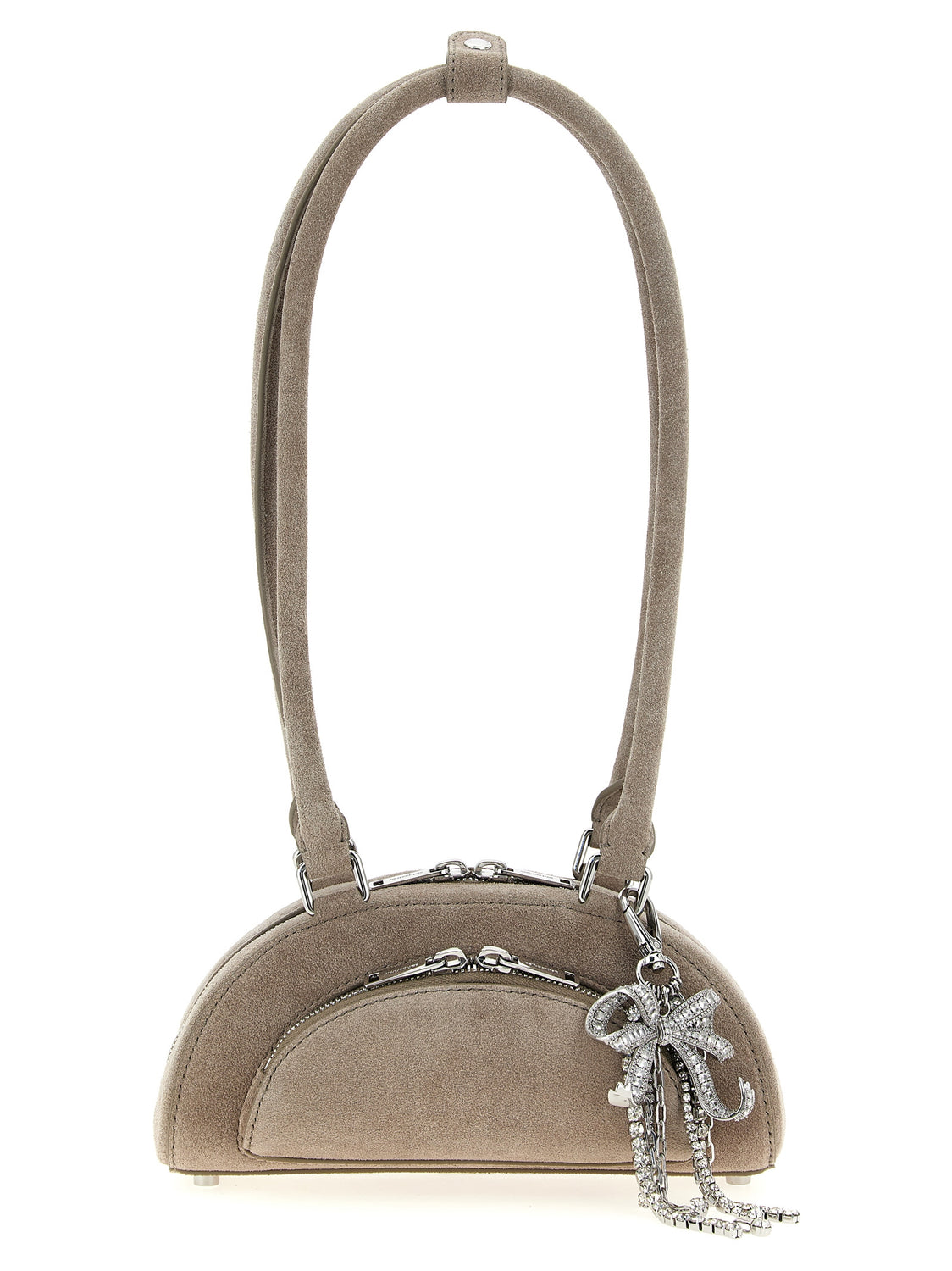 Gray Lamb Leather Shoulder Bag