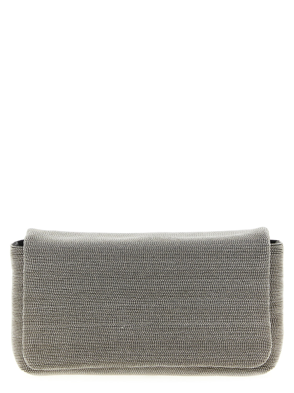 Silver Leather Clutch Bag