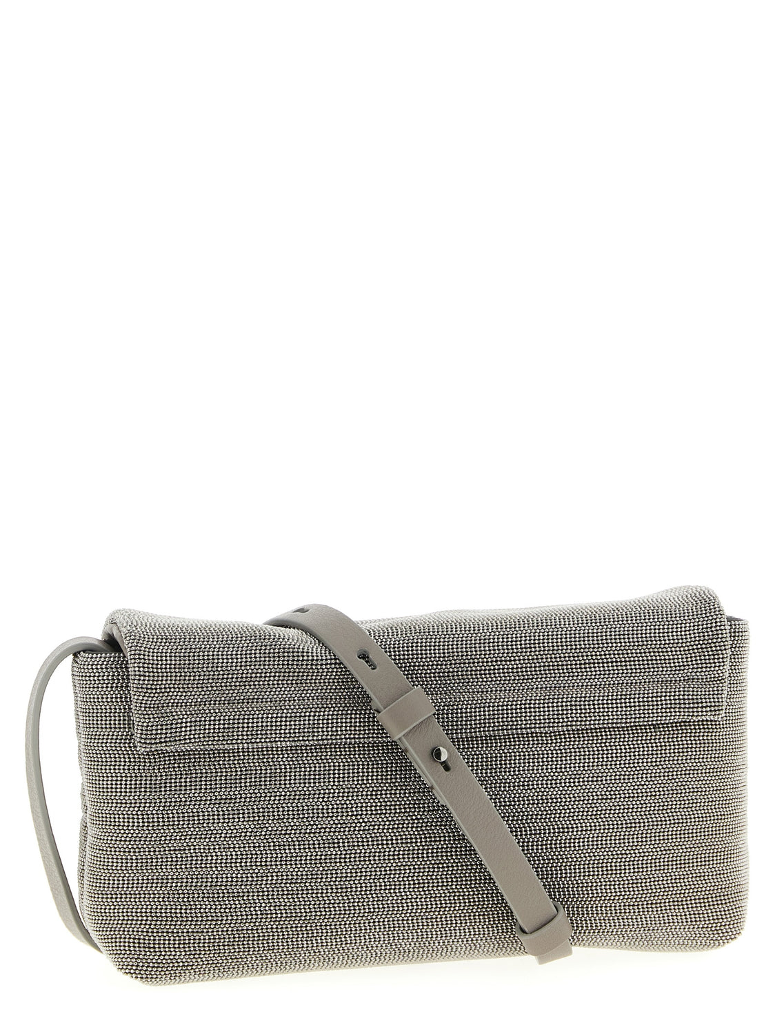 Silver Leather Clutch Bag