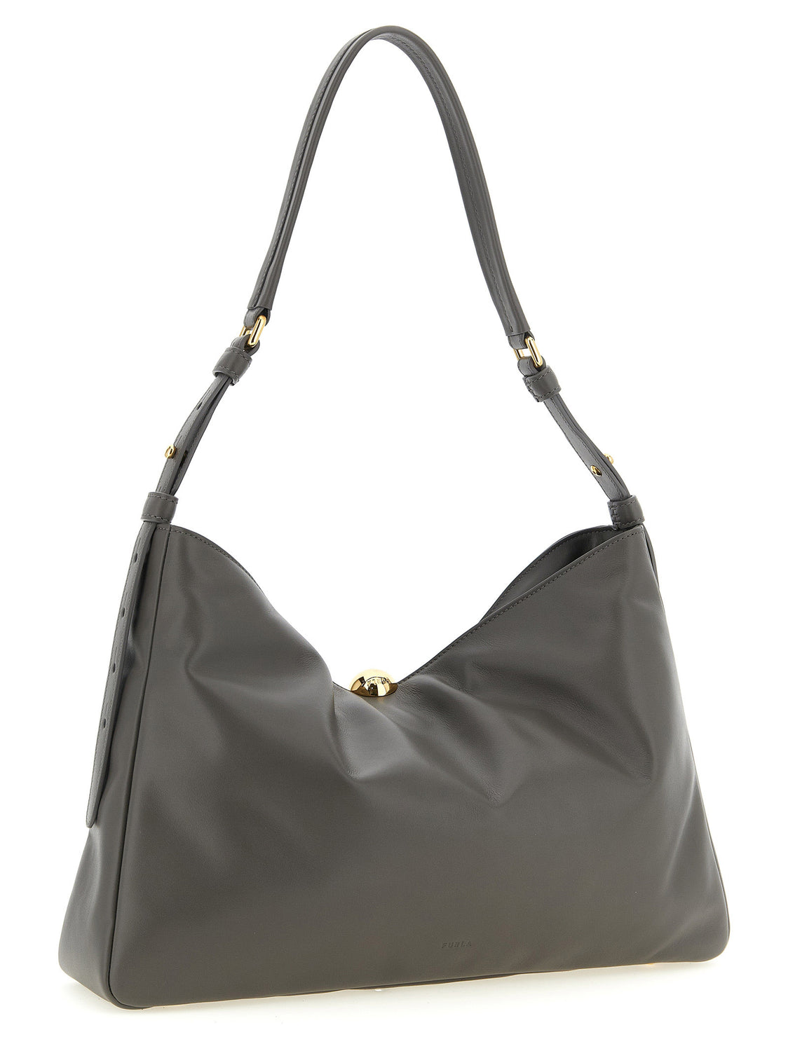 Gray Calfskin Shoulder Bag