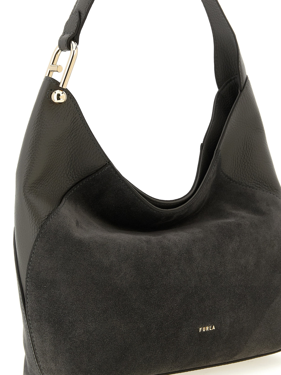 Gray Calfskin Shoulder Bag