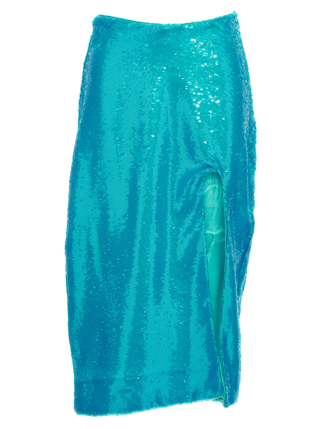 Blue Recycled Polyester Midi Skirt