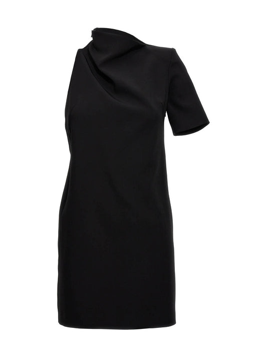 Black Viscose Short Dress