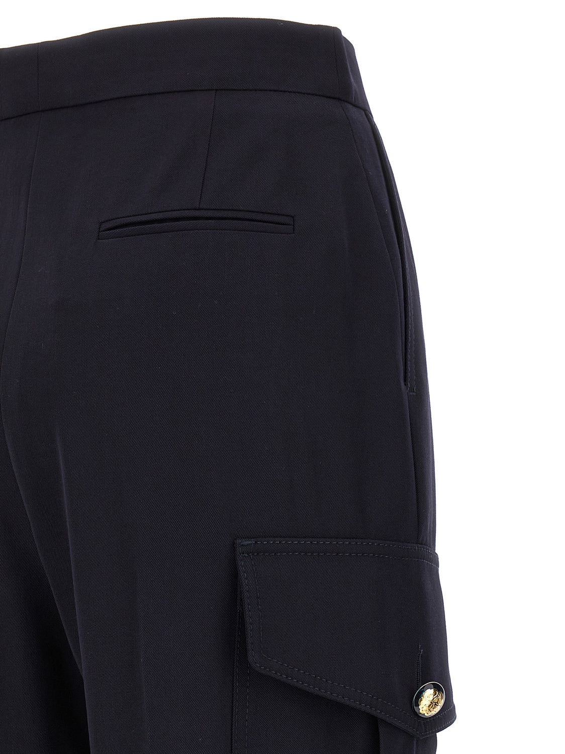 Blue Wool Cargo Pants