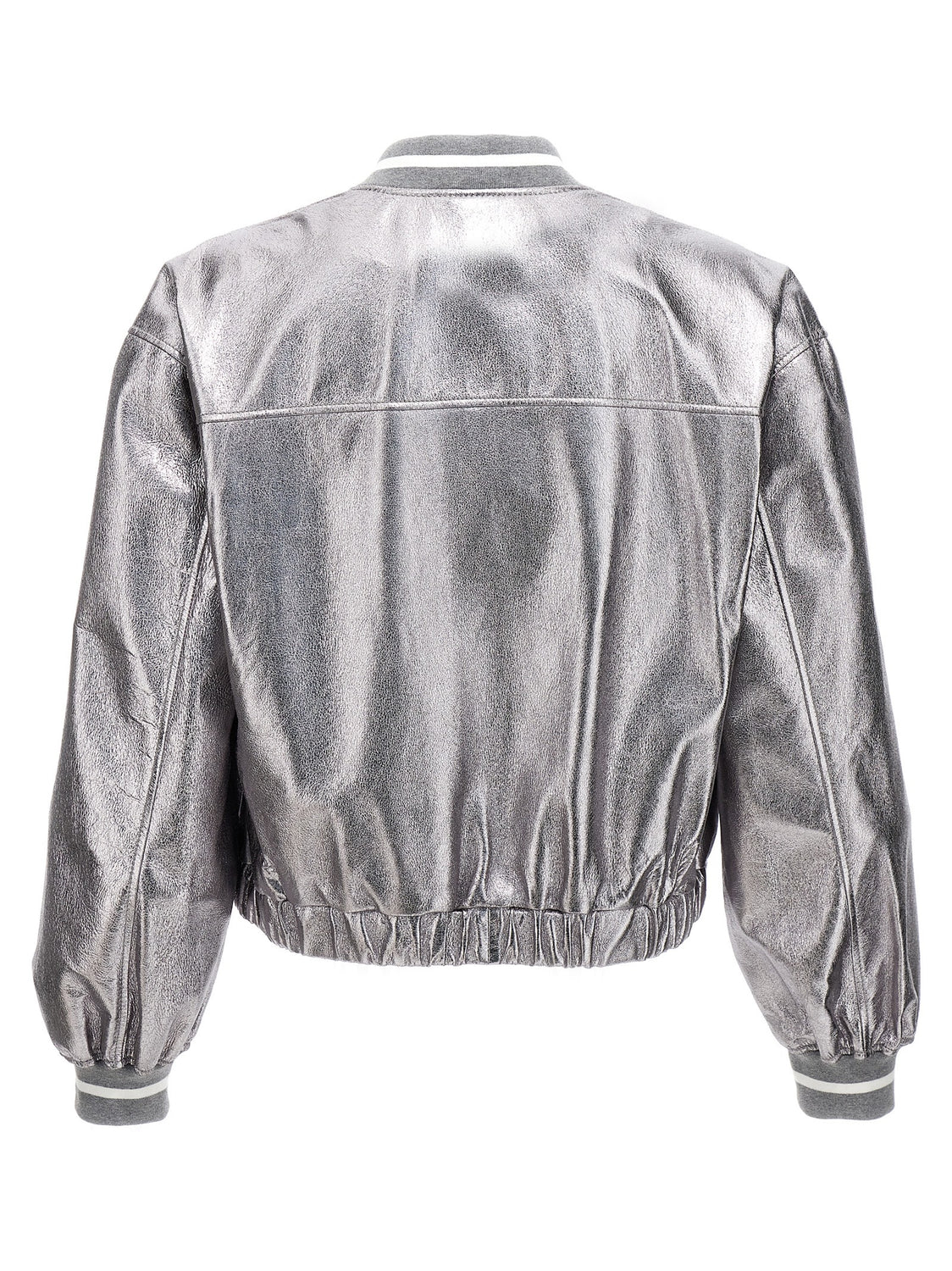 Silver Leather Bomber