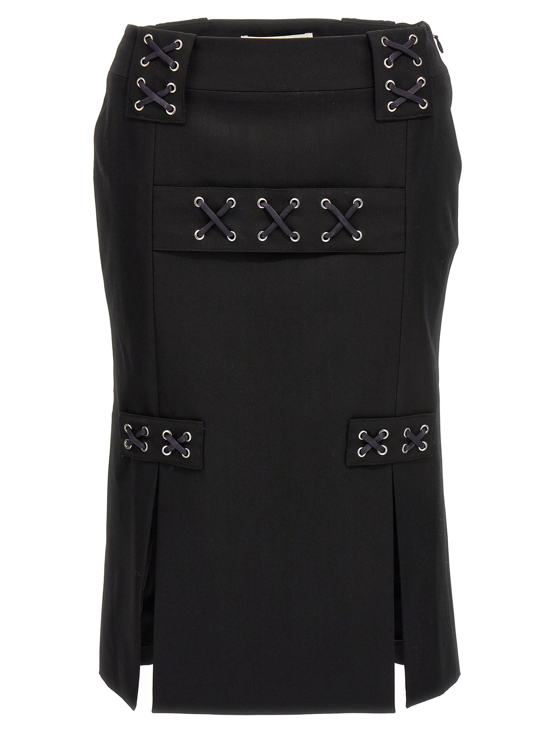 Black Wool Midi Skirt