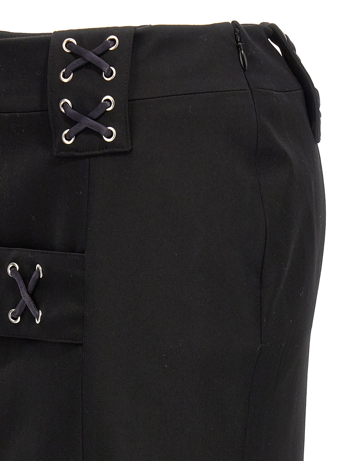 Black Wool Midi Skirt