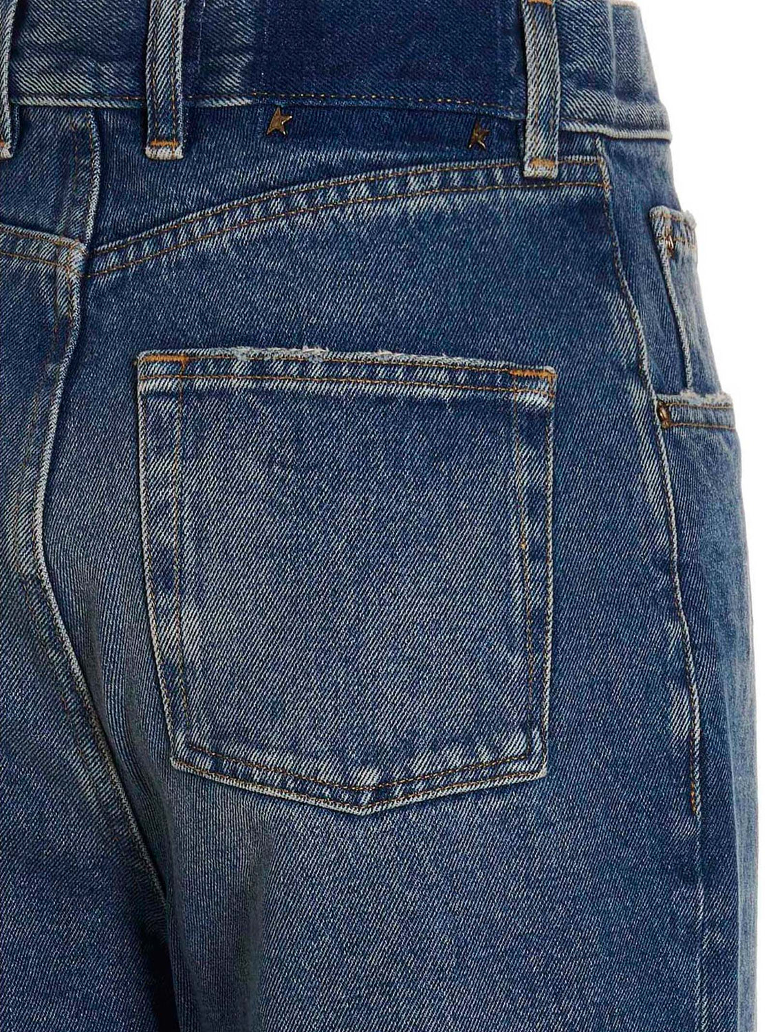Blue Cotton Straight-Leg Jeans