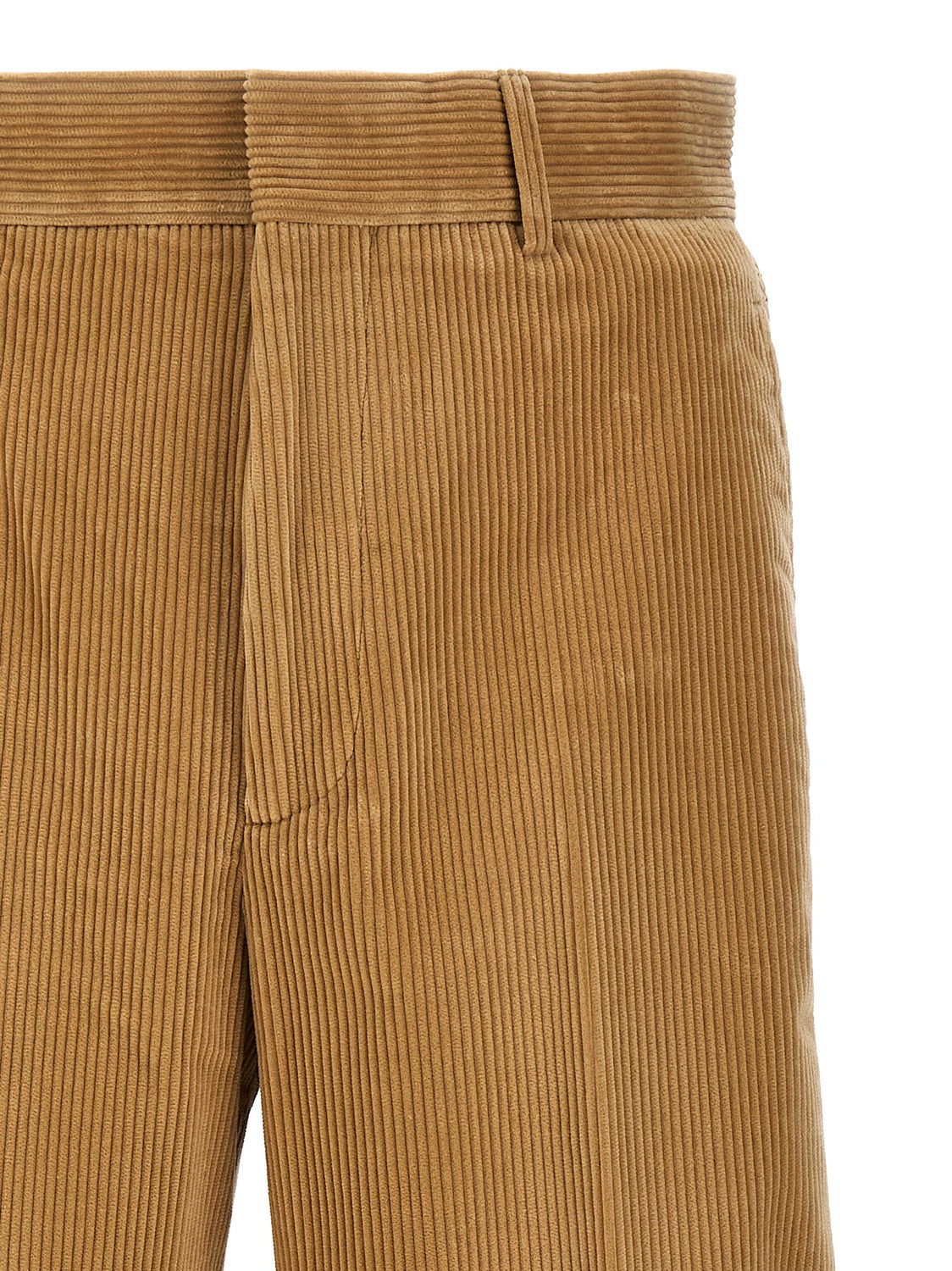Beige Cotton Casual Pants