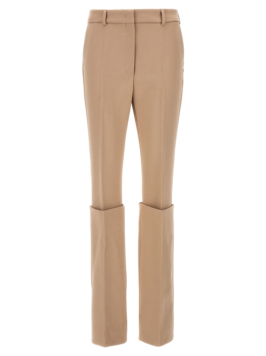 Beige Polyester Dress Pants
