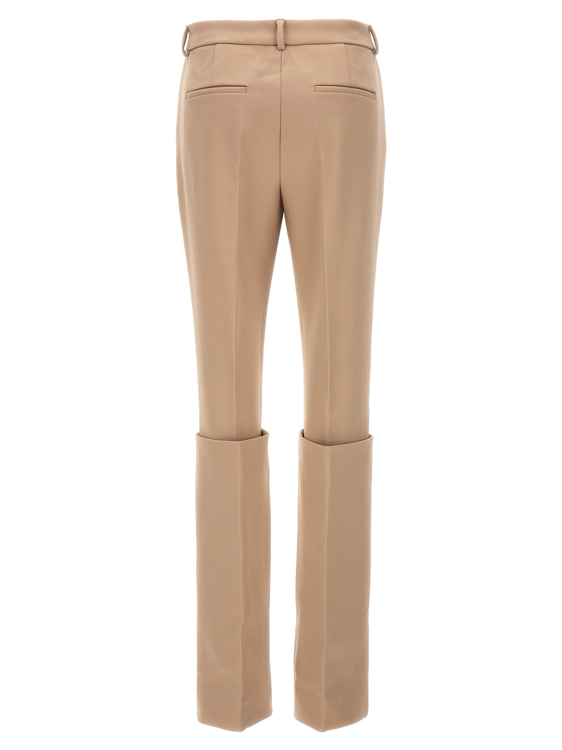 Beige Polyester Dress Pants