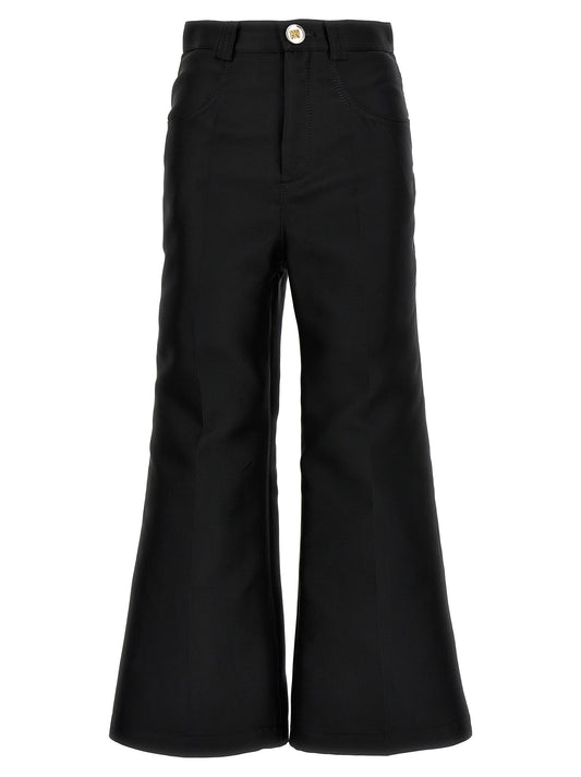 Black Polyester Flared Pants