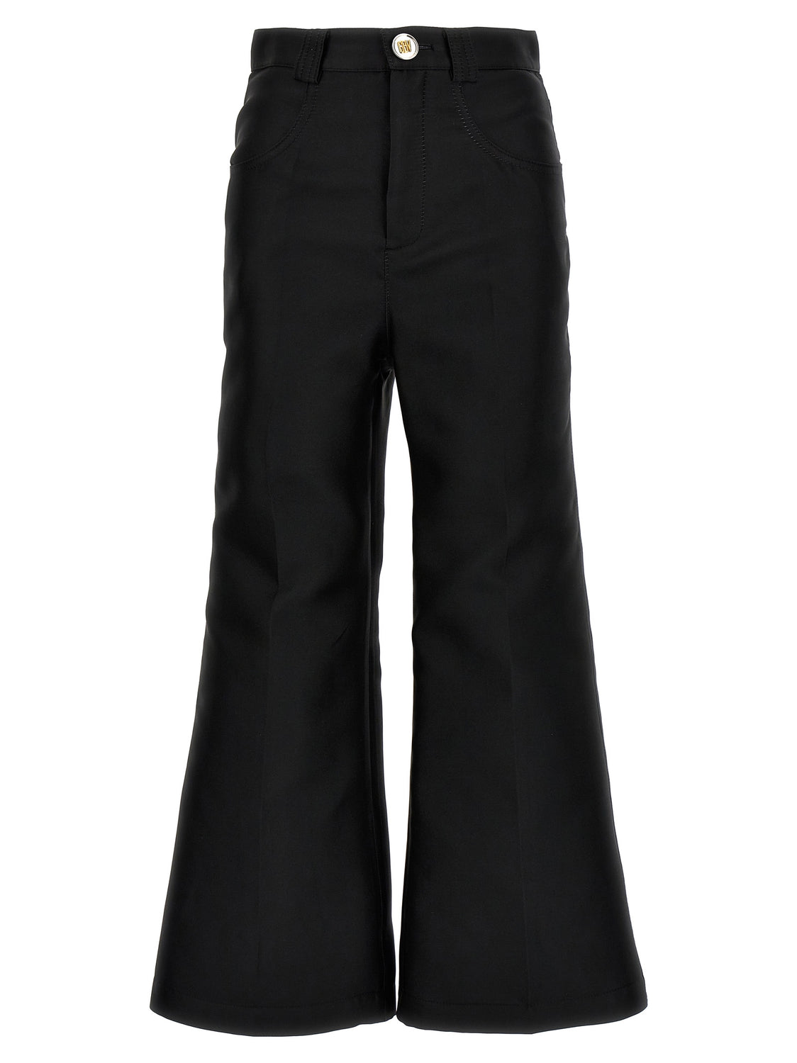 Black Polyester Flared Pants