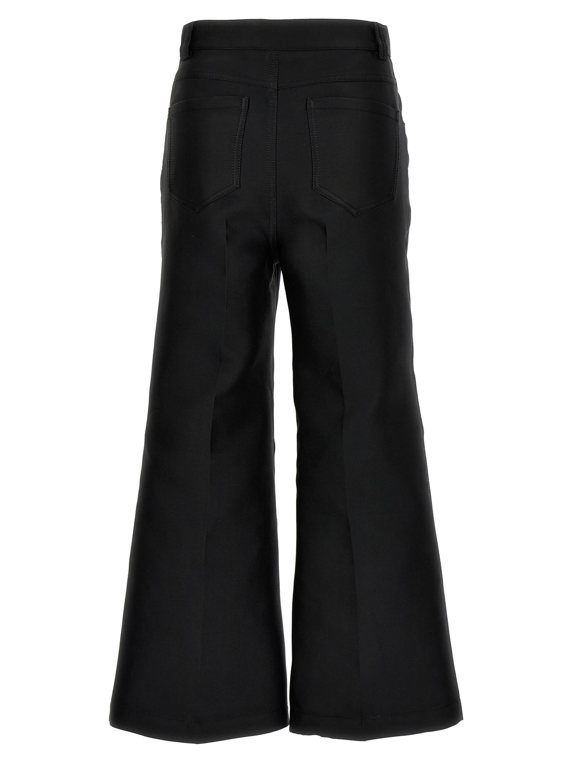 Black Polyester Flared Pants