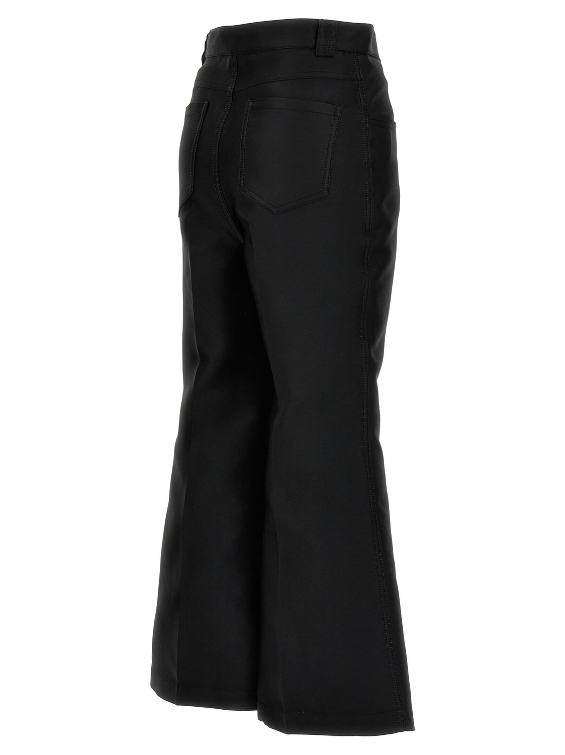 Black Polyester Flared Pants