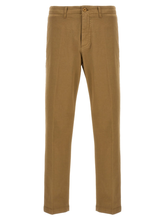 Beige Cotton Casual Pants