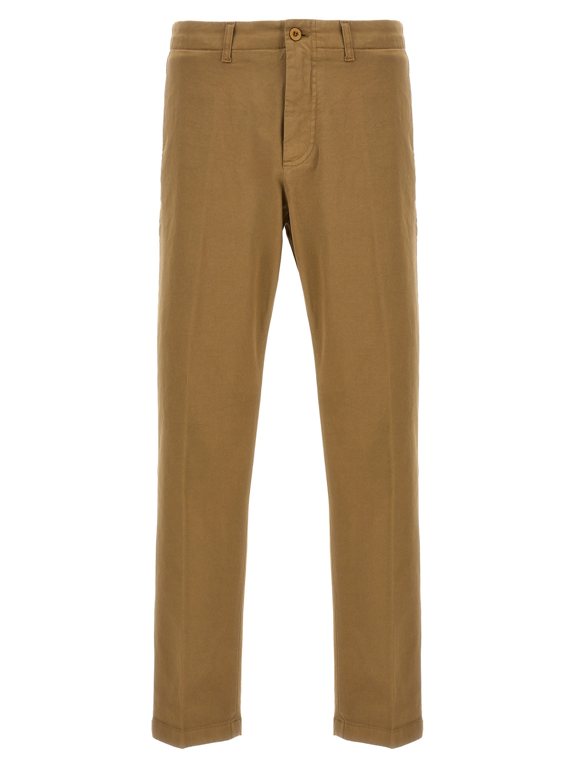 Beige Cotton Casual Pants