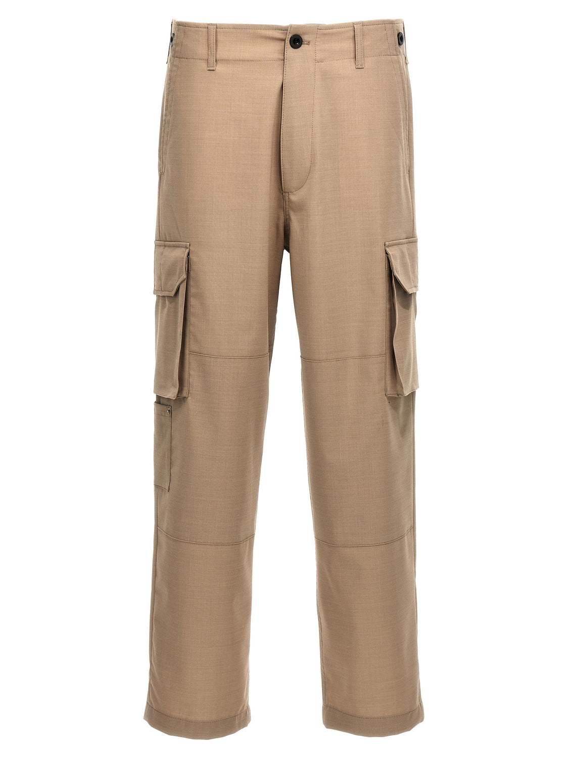 Beige Polyester Cargo Pants