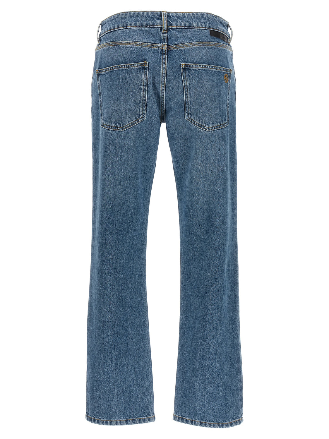 Blue Cotton Cropped Jeans