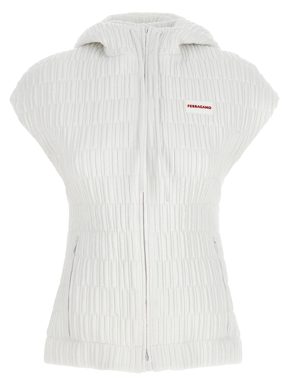 White Polyamide Sleeveless Jacket