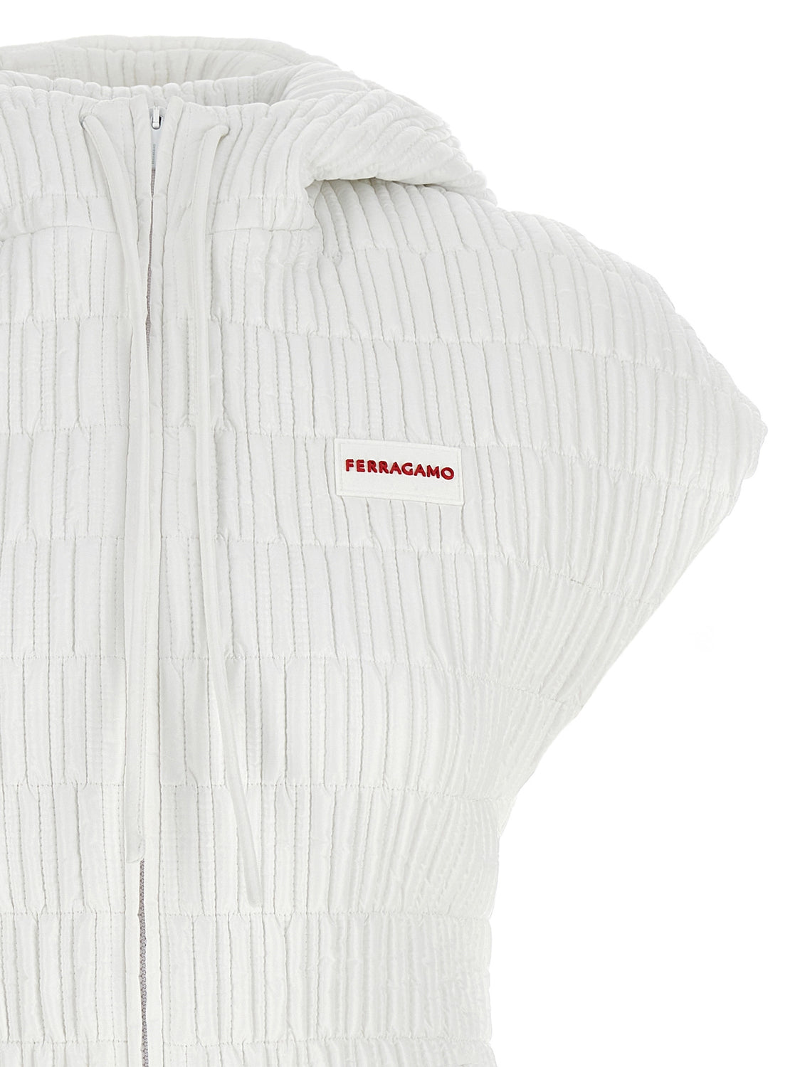White Polyamide Sleeveless Jacket
