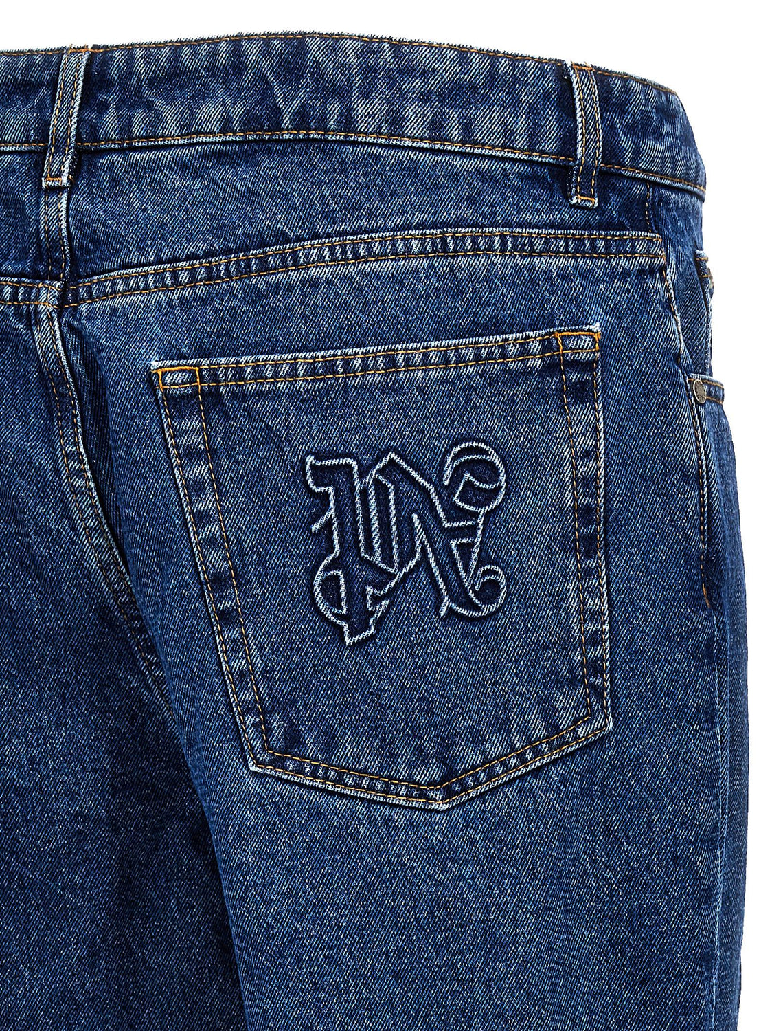 Blue Cotton Straight-Leg Jeans