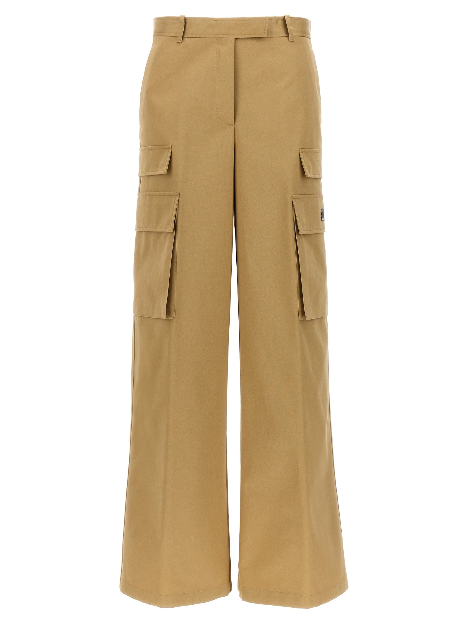 Beige Cotton Cargo Pants