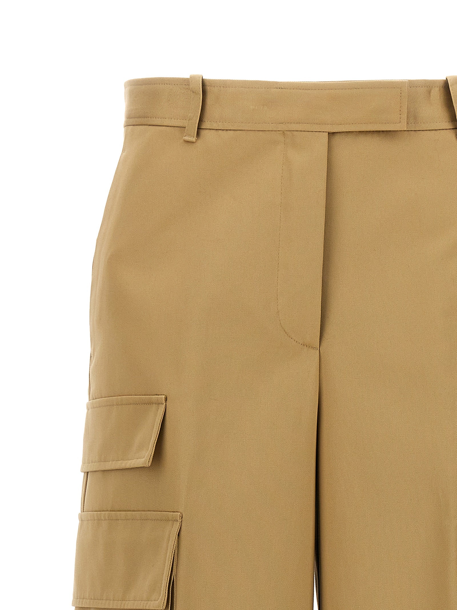 Beige Cotton Cargo Pants