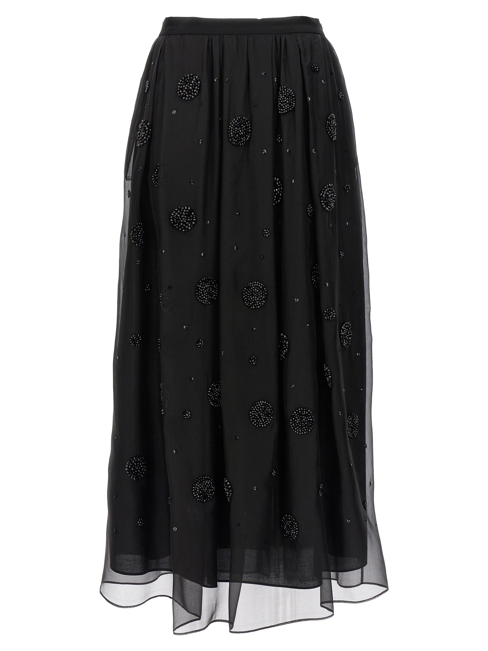 Black Silk Midi Skirt